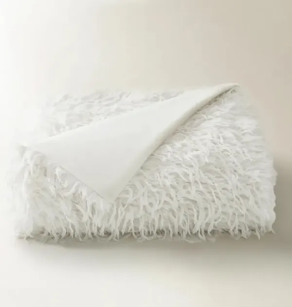 Pluma Faux Feather Throw 50" x 60" - White