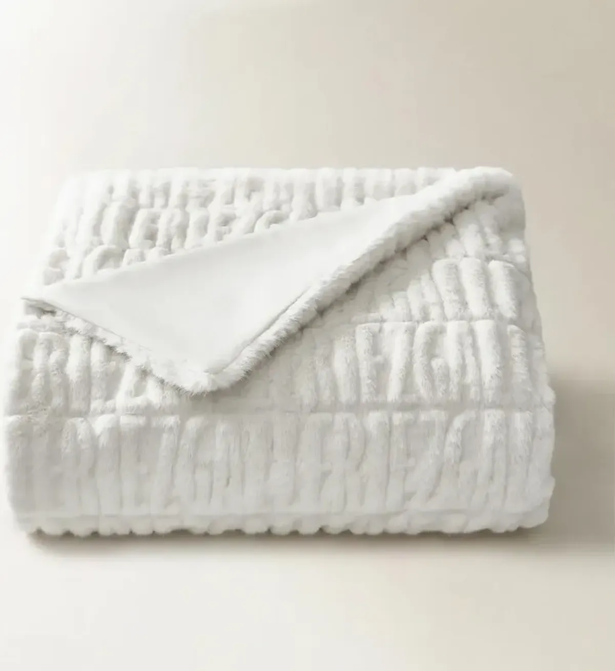 Z Carved Faux Fur Throw 50" x 60" - Ivory