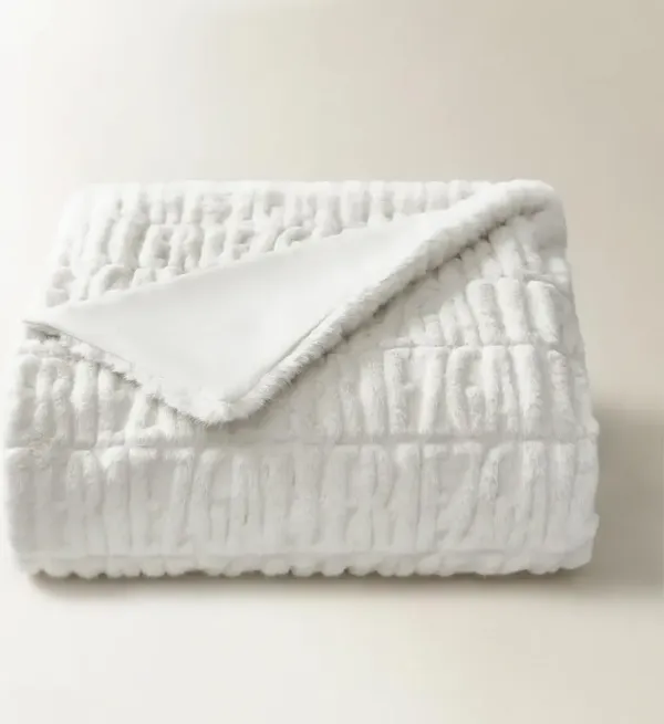 Z Carved Faux Fur Throw 50" x 60" - Ivory