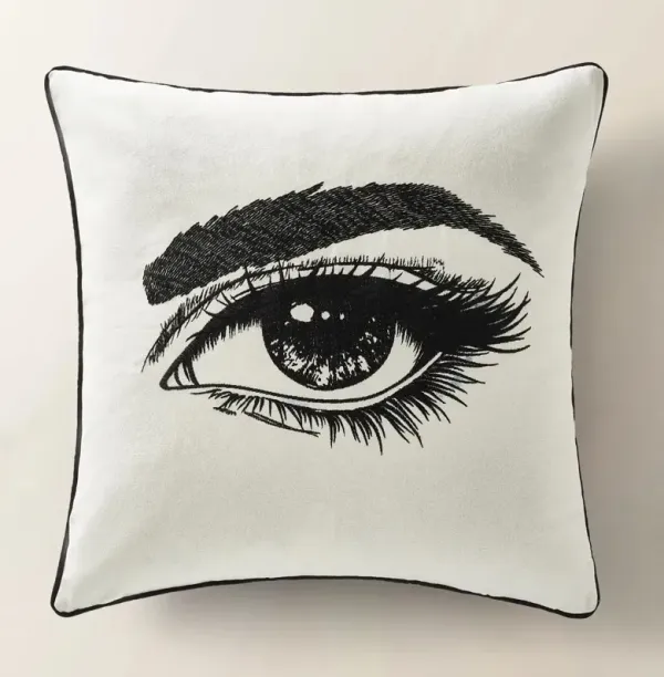 Demure Embroidered Pillow 22"