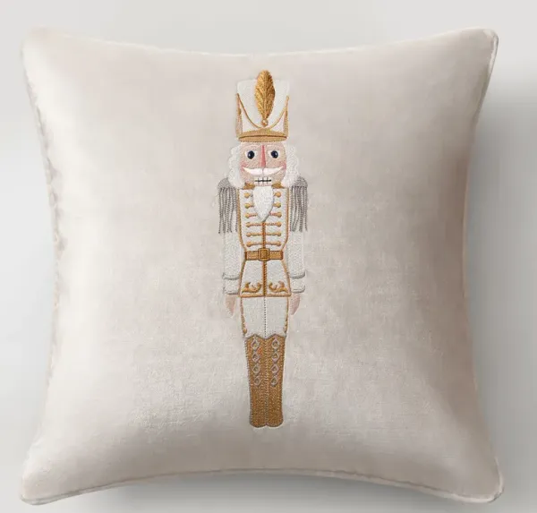 Nutcracker Holiday Pillow  20" - Pearl