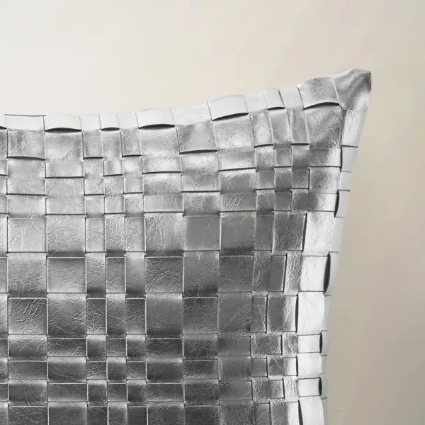 Metallic Woven Pillow 20" - Silver