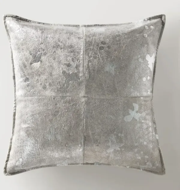 Metallic Hide Pillow 20" - Silver