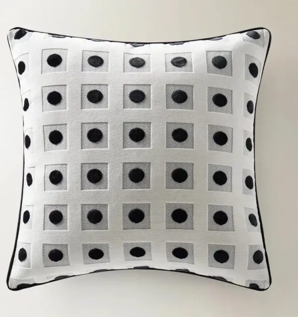 Geo Dot Pillow 22" - White/Black