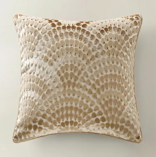 Déco Velvet Fan Pillow 22" - Gold/Blush