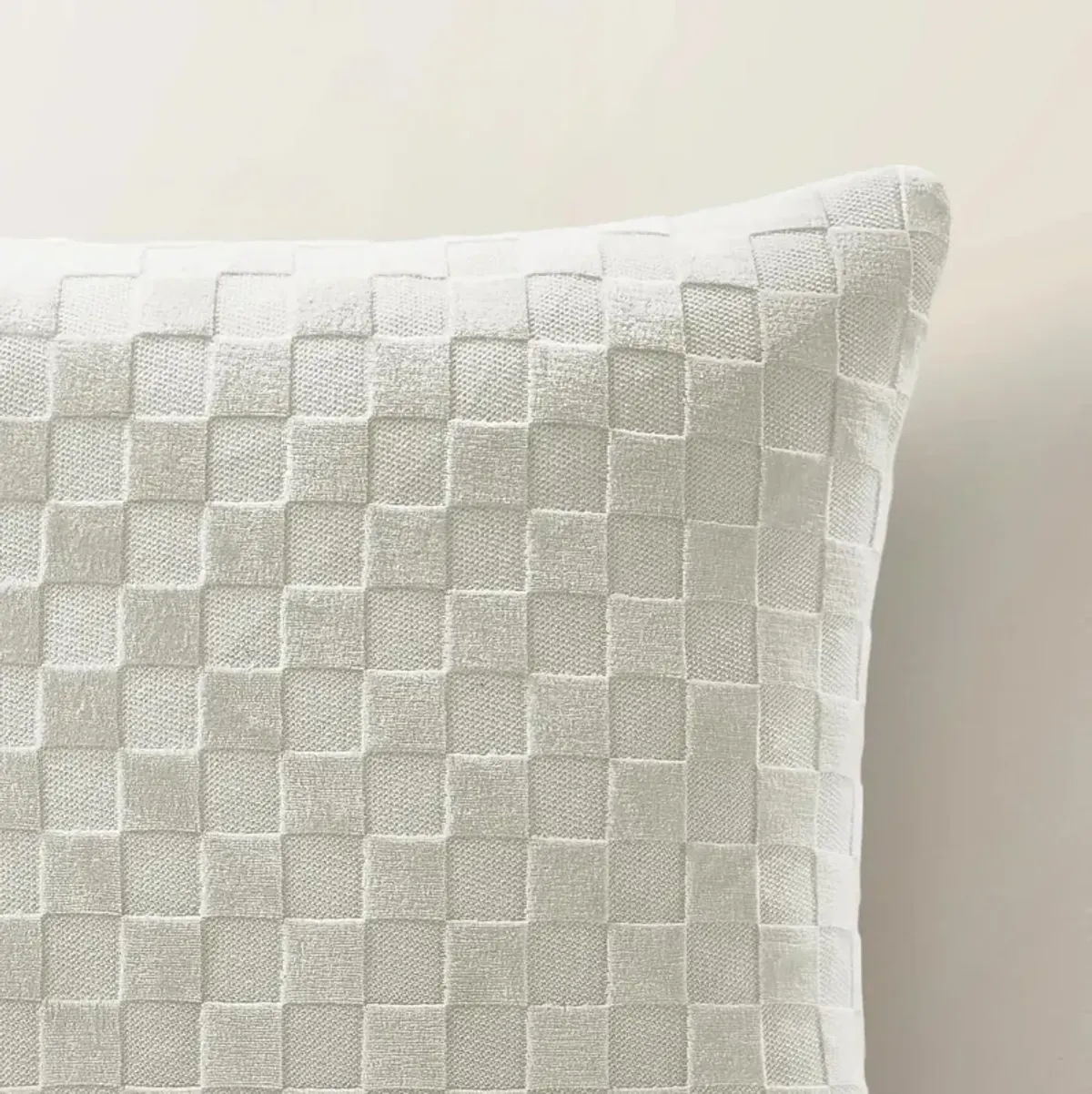 Checker Velvet Pillow 22" - White