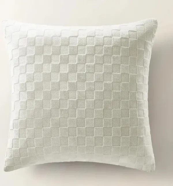 Checker Velvet Pillow 22" - White
