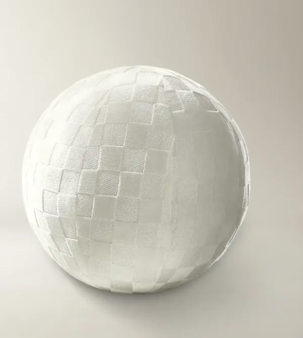 Checker Velvet Ball Pillow 12" - White