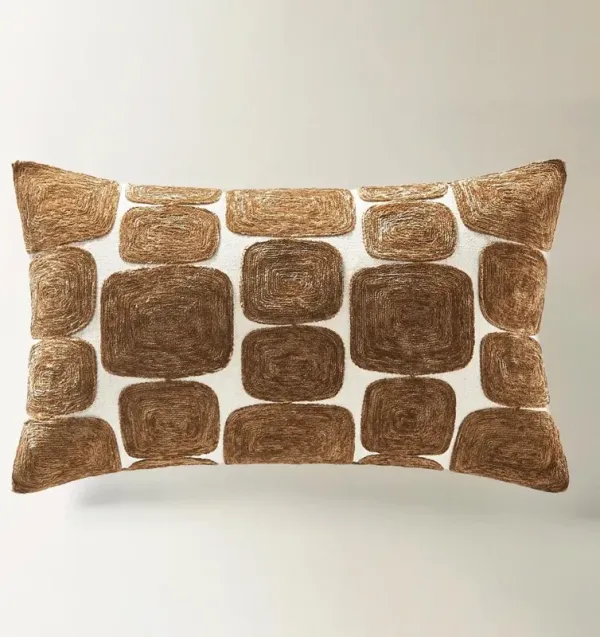 Kylen Embroidered Lumbar 24" x 14" - Rust