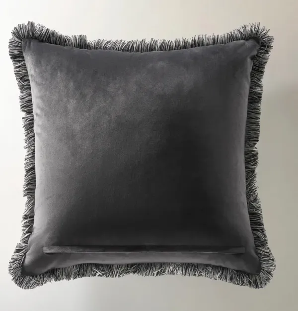Freja Fringe Pillow 22" - Dark Charcoal