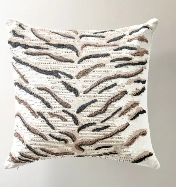 Roary Beaded Pillow 20" - Smoked Pearl