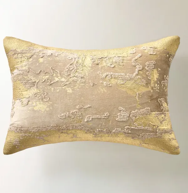 Oria Metallic Embroidered Lumbar - Soft Nude/Gold