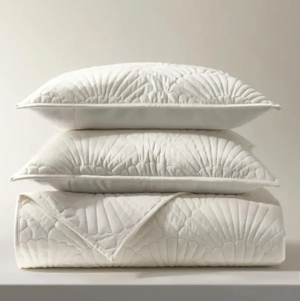 Fan Velvet Quilt Set - Ivory