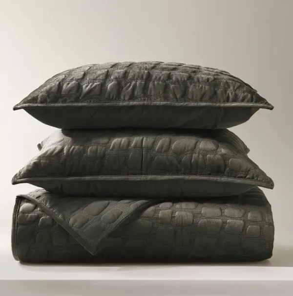 Valen Velvet Quilt Set - Black