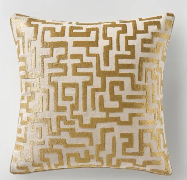 Mod Maze Pillow 22" - Gold