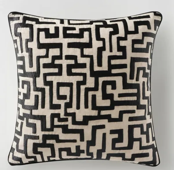 Mod Maze Pillow 22" - Black