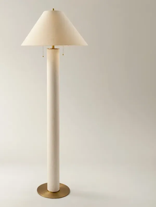 Della Linen & Brass Floor Lamp