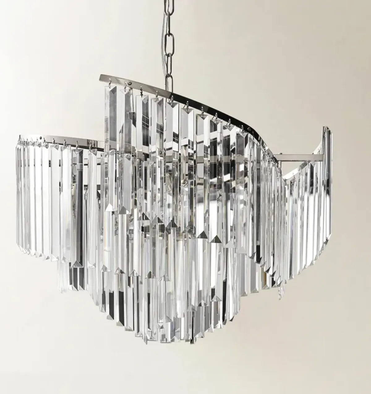 Luxe Spiral Chandelier - Nickel/Clear