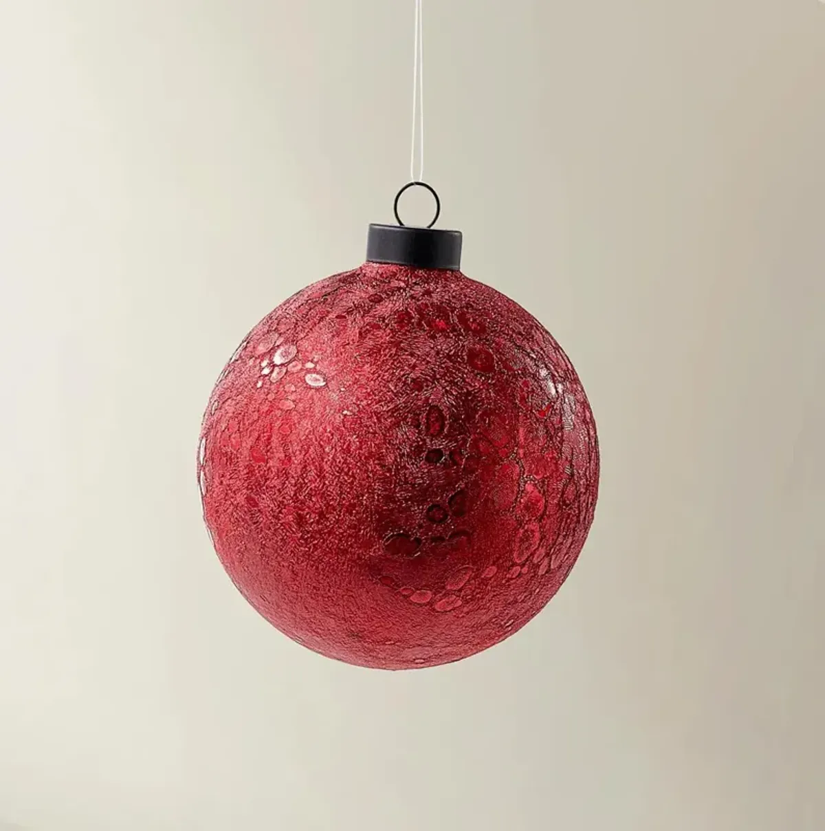 Red Textured Glass Ornament - Set of 4