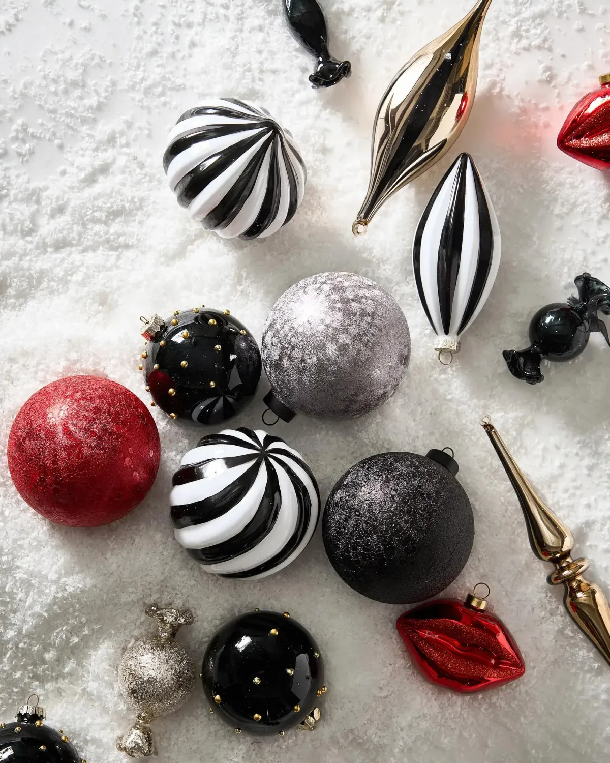 Black Glass Candy Ornament - Set of 6