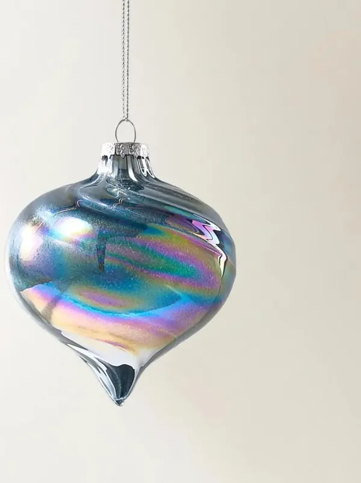 Iridescent Black Glass Ornament - Set of 6