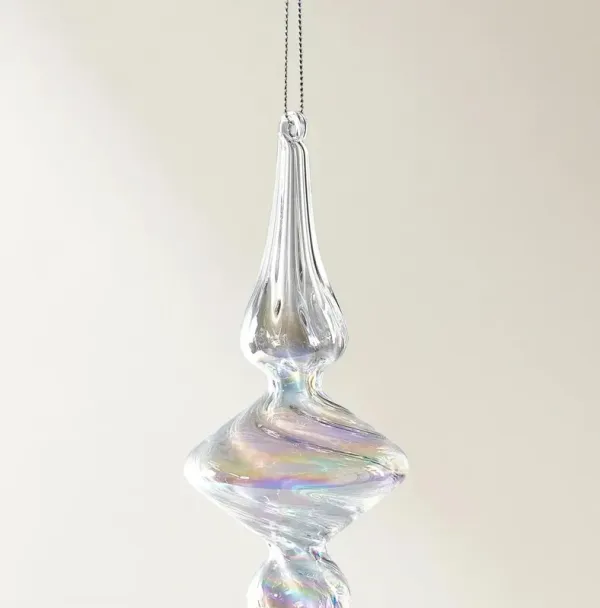 Iridescent Glass Spindle Ornament 7.75" - Set of 4