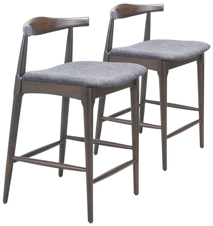 Tuzka Counter Stool (Set of 2) Gray & Espresso