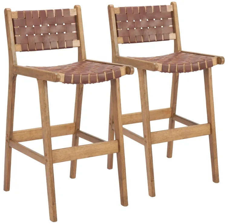 Feder Barstool (Set of 2) Brown
