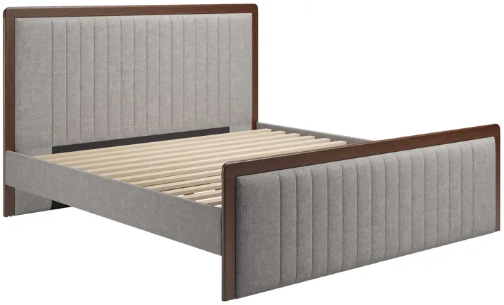 Somune King Bed Gray & Walnut