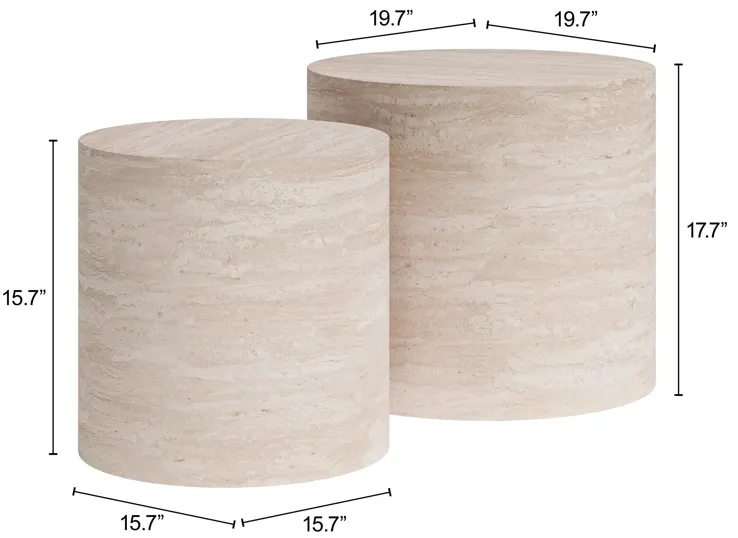 Carzo Coffee Table Set (2-Piece) Stone Beige